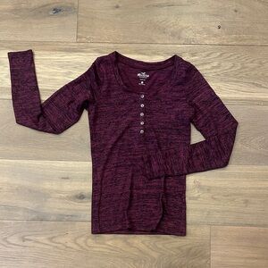 Hollister Maroon Long Sleeve Henley